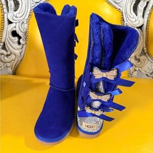 UGG Vibrant Blue Boots with Glittering Bows